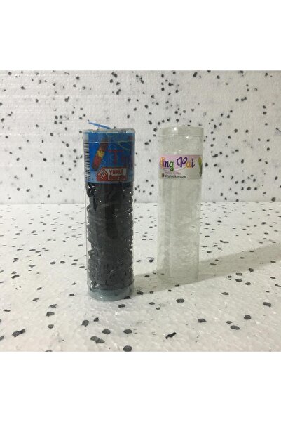 İNCİ AKSESUAR Ince Lastik Toka 2 Tüp 1 Kutu Şeffaf 1 Kutu Siyah Saç Örgü Lastiği