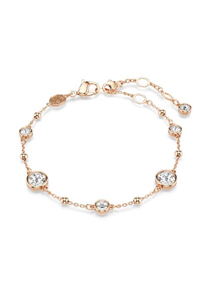 Swarovski Imber Bileklik, Yuvarlak kesim, Beyaz, Pembe altın rengi kaplama