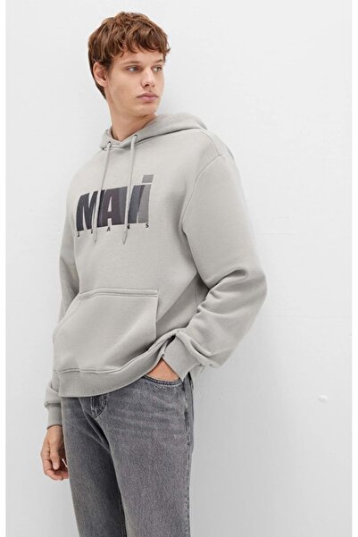Mavi Jeans 0S10199 Logo Printed Men's Hooded Sweatshirt Beige