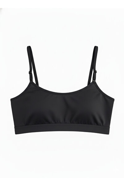 Hmd Γυναικείο μαύρο μισό εσώρουχο με ρυθμιζόμενο λουράκι με επένδυση