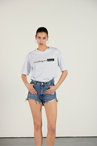 VATKALI Λευκό Basic T-Shirt - Τυπωμένο