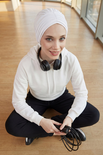 Aisha's Design Πλισέ χτενισμένο βαμβακερό καπέλο, B-13, Λευκό