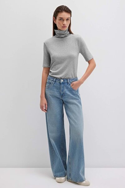 Mavi M1613613 Short Sleeve Pullover Turtleneck T-Shirt Women's T-Shirt Gray