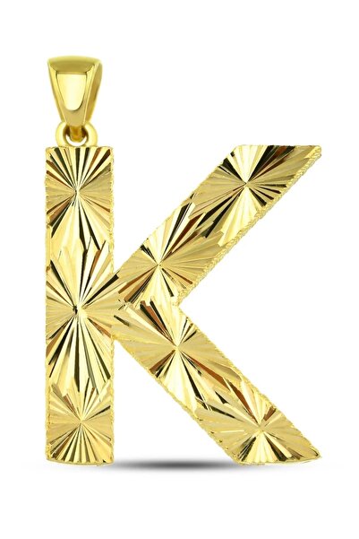 Altınkesesi 14 Ayar Altın Kalemli Parlak K Harfi Kolye Ucu