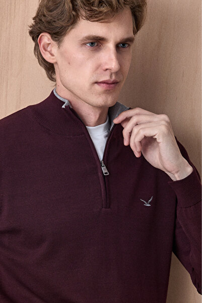 SMILE Hamnes Plum 100% Cotton Zippered Knitwear