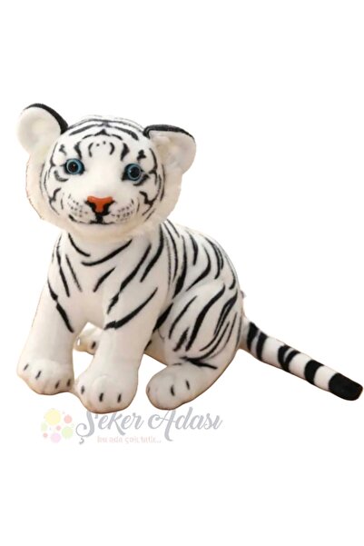 Şeker Adası Peluş Yavru Beyaz Kaplan Oyuncak Uyku ve Oyun Arkadaşı Aslan Leopar