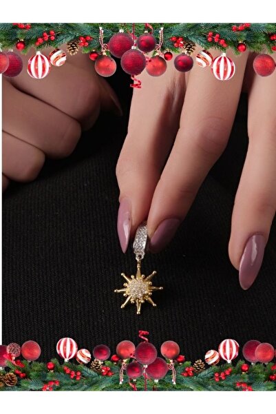 SUNSHINE 925 Ayar Gümüş, Gold ve Rodyum Kaplamalı Kutup Yıldızı Tasarım Charm Kolye Ucu,