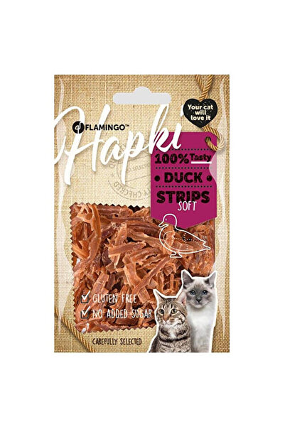 Flamingo Hapki Cat Snacks Soft Duck Strips Yumuşak Ördek Etli Glutensiz Şekersiz Kedi Ödül Maması 50 Gr