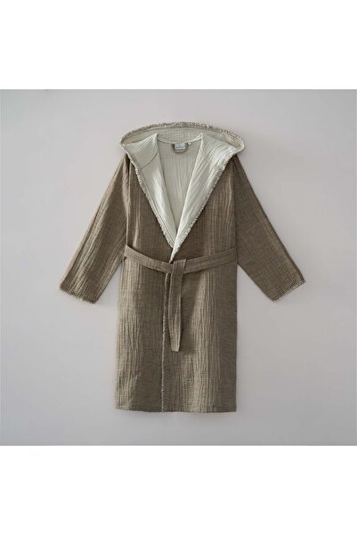 Ecocotton Жіночий халат Muna - зелений-кремовий, 100% органічна бавовна Inject