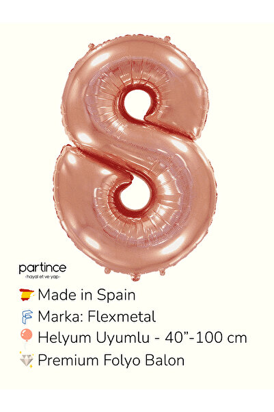 partince 40'' 100 cm Rose Gold Rakam Folyo Balonlar