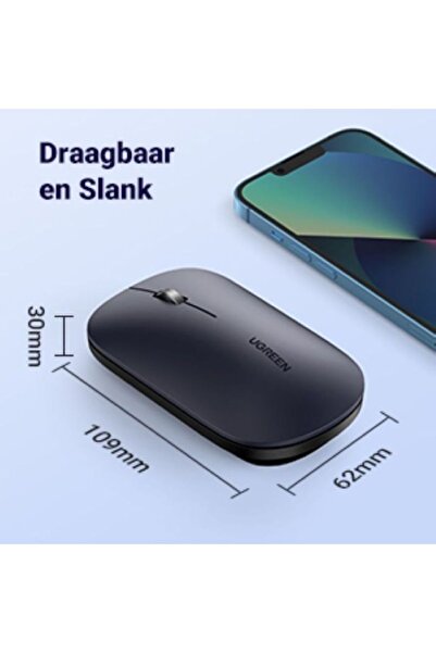 Ugreen ماوس لاسلكي محمول أسود - MU001-90372