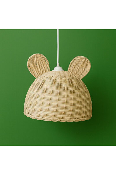 DEKORATTAN Rattan Bambu Hasır Kulaklı Avize ( beyaz duy )