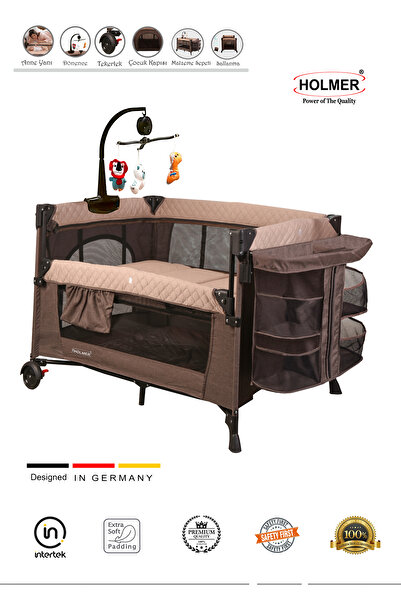 Holmer Maxi Comfort Coolstyle (Anne Yanı-Deluxe Kumaş) Premium Dönenceli Oyun Parkı/Anne Yanı 70x110cm Bej