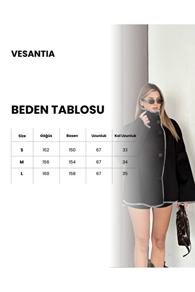 ParlaMira Jachetă supradimensionat Premium Cashmere pentru femei, cu guler înalt, cu cu vipușcă nasturi