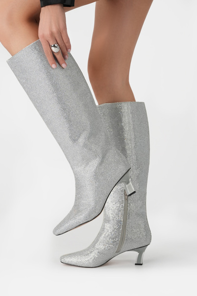 Katy Perry Zaharrah Women's Silver Stone Detailed Heeled Boots