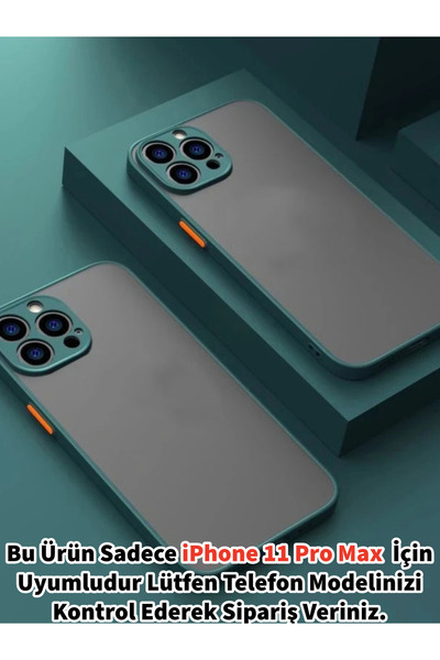 Merwish iPhone 11 Pro Max Uyumlu Kamera Korumalı Renkli Tuş Detayı Mat Şeffaf...