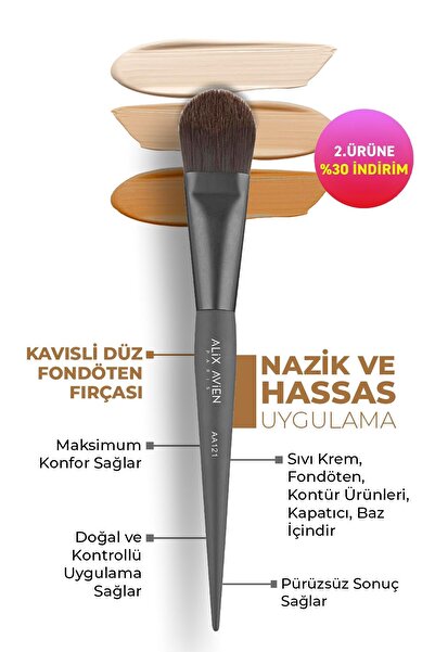 Alix Avien Kavisli Düz Fondöten Fırçası - Flat Foundation Brush