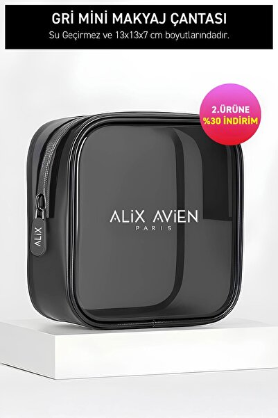 Alix Avien Gri Mini Makyaj Çantası - Gray Cosmetic Bag