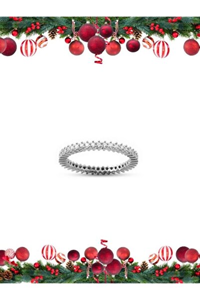 SUNSHINE 925 Ayar Rodyum Kaplamalı Beyaz Taşlı Tam Tur Gümüş Yüzük