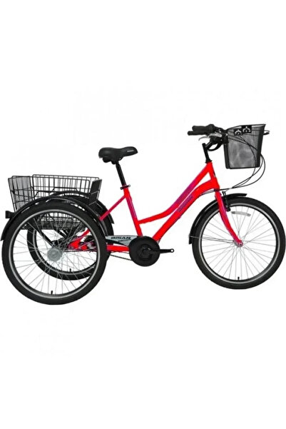Bisan BİSAN PORTER ÜÇ TEKERLİ BİSİKLET 39CM V 24 JANT 3 VİTES KIRMIZI SİYAH