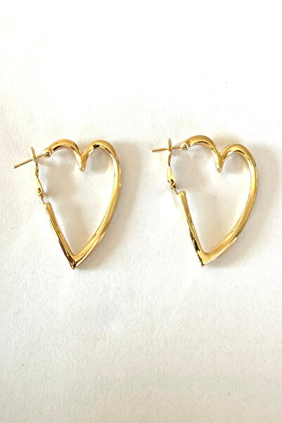 DEMOKAN Women's Earrings Thick Hoop Heart Earrings