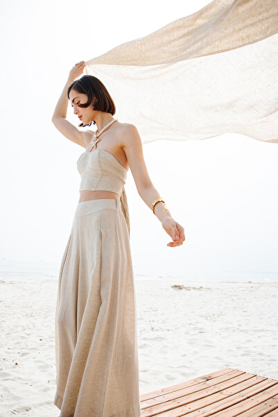 İKİKIZ Keten Bandeau Bluz