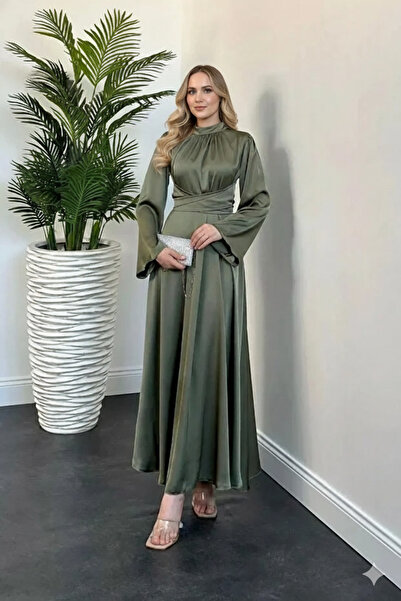 Mellyn Store İspanyol Kol Beli Dolamalı Saten Abiye