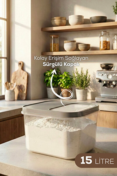 Vienev 15 Liter Multi-Purpose Flour, Grain and Food Storage Container with Sliding Lid