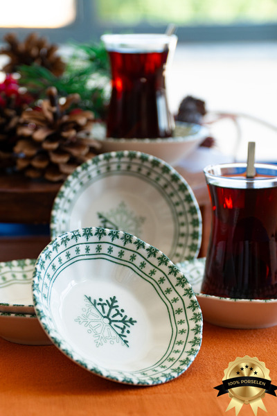 Heda Porselen طقم أطباق شاي من البورسلين مكون من 6 قطع من سلسلة أسيم كارتانيم