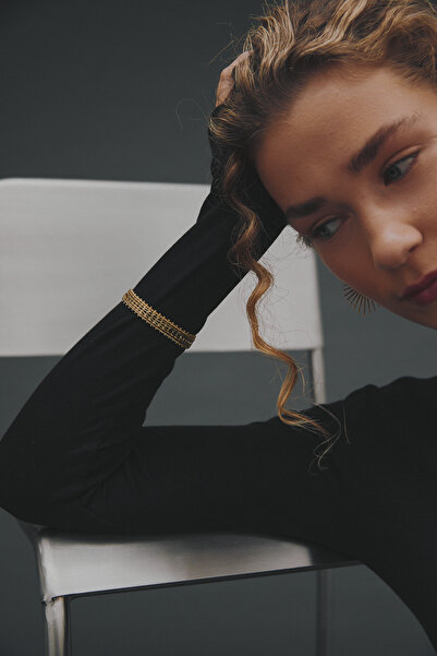 AKSWSUAR Çift Katlı Gold Zincir