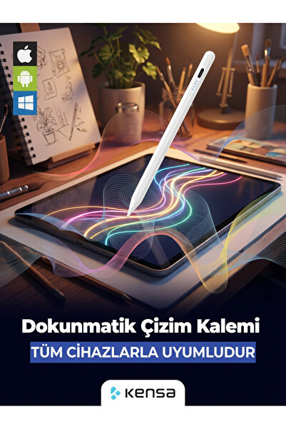 Kensa Dokunmatik Kalem Android ve iOS Uyumlu – 16.5 cm Tablet & Telefon Yazı ve Çizim Kalemi + Yedek Uç