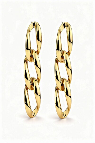 DEMOKAN Kadın Küpe 6 cm Kalın Geçme Zincir Küpe