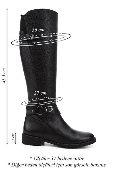 GÖNDERİ(R) Dámské/dívčí černé plovoucí boty na zip s gumovou podrážkou z pravé kůže