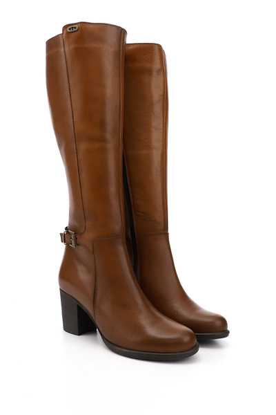 GÖNDERİ(R) Γυναικείες / Κορίτσια Tan Αντίκες Μπότες από γνήσιο δέρμα με χοντρό τακούνι με φερμουάρ