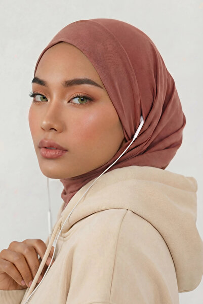 Aisha's Design Combed Cotton Bonnet with Neck Covering Feature and Headphone Opening, B-94, Cappuccino