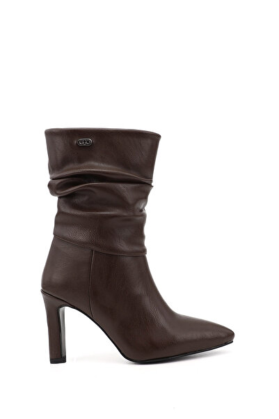 GÖNDERİ(R) Women's Brown Pointed Toe Bellows Thin Heeled Boots