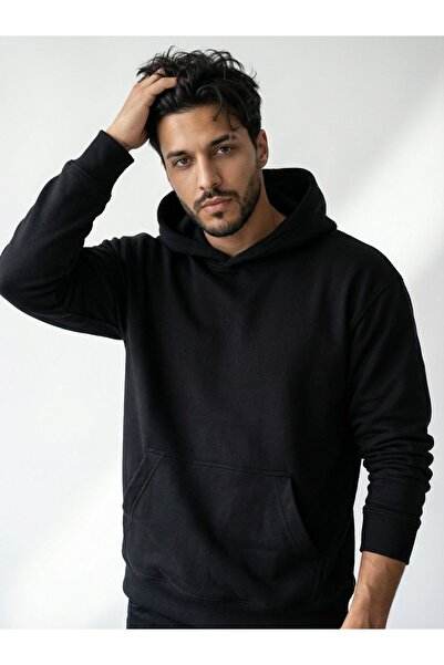 CLAW UP WORK OVERSIZE HOODIE | BLACKOUT (Unisex Pamuklu Yumuşak Dokulu Geniş ...