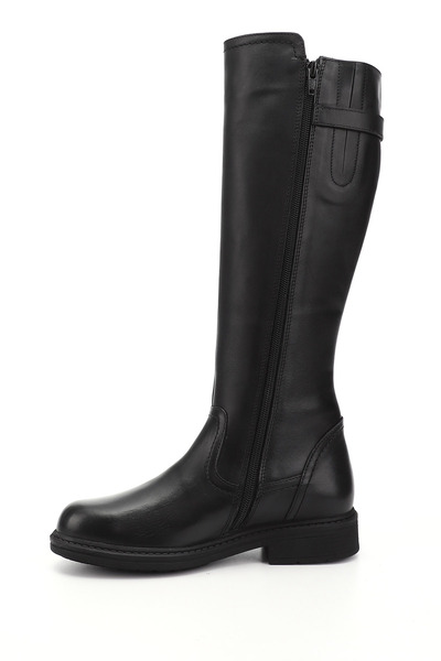 GÖNDERİ(R) Dámské/dívčí černé kozačky na zip s gumovou podrážkou z pravé kůže