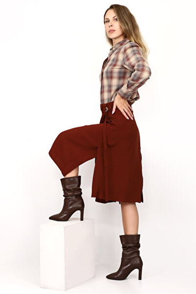 GÖNDERİ(R) Women's Brown Pointed Toe Bellows Thin Heeled Boots