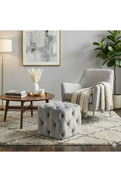 DeccoStil Kapitoneli Kare Puf/orta Sehpa/40cm