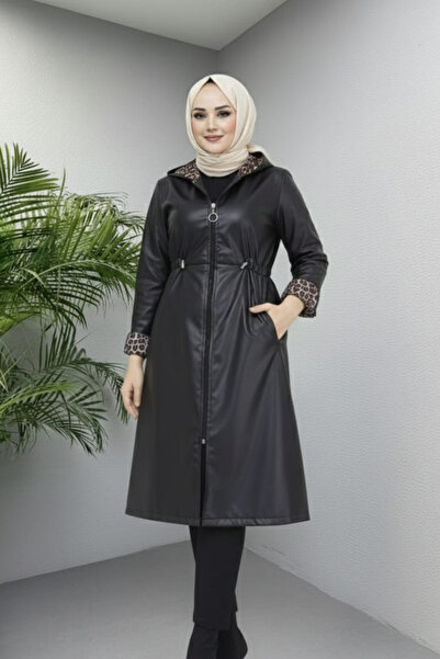 Hb Harma Time Butik Kadın Şardon Astarlı Fermuarlı Deri Siyah Kap