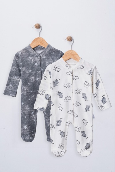ENİA BABY Baby Boy 2 Pieces 100% Cotton Booties Romper Set