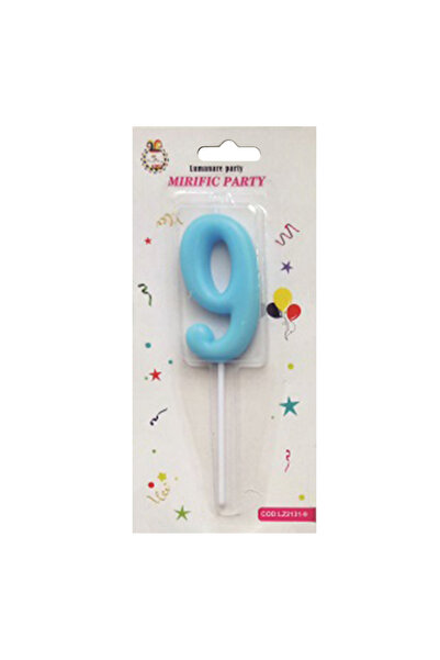 Mirific Party Lumânare tort, albastră, 7 cm, numărul 9