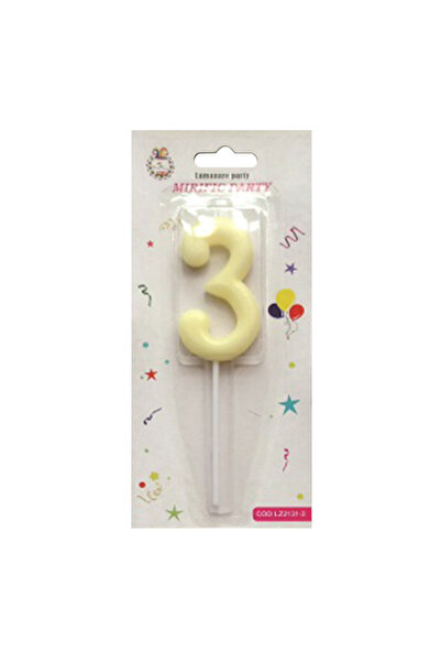Mirific Party Cake candle, yellow, 7 cm, number 3