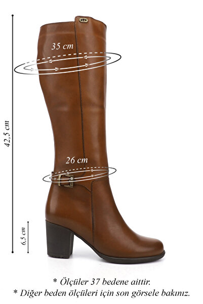GÖNDERİ(R) Γυναικείες / Κορίτσια Tan Αντίκες Μπότες από γνήσιο δέρμα με χοντρό τακούνι με φερμουάρ