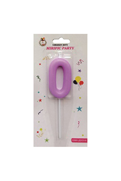 Mirific Party Cake candle, purple, 7 cm, digit 0