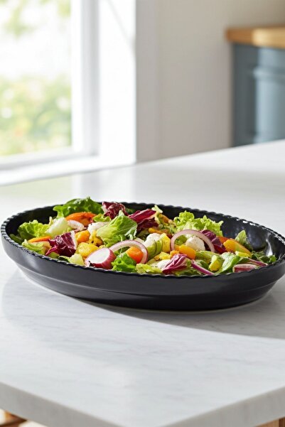 Külsan 21040.BL - Olie Siyah Oval Kase 40x25 cm, Thermoset Melamin