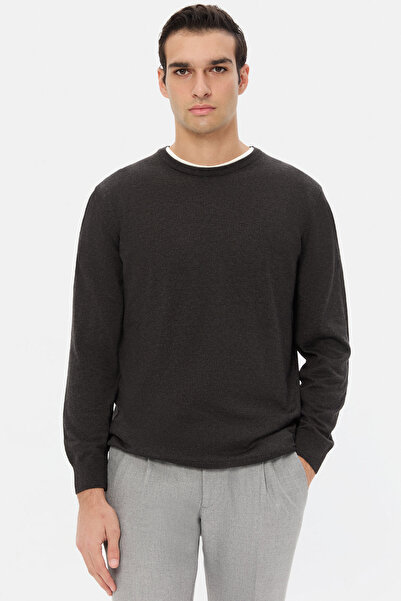 D'S Damat Pulover Ds Damat Regular Fit Antracit Düz Örgü Kazak