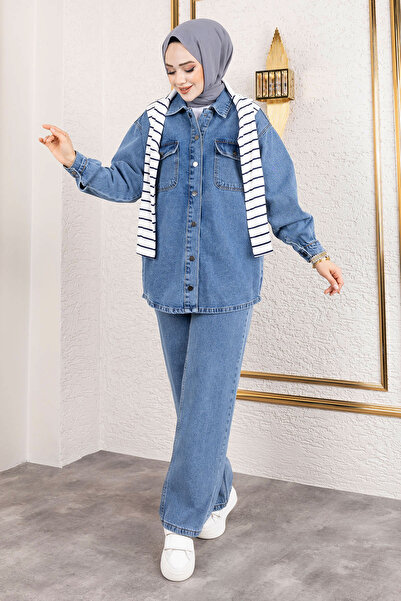 Tesettür Dünyası Világoskék farmer szett - TSD 250101