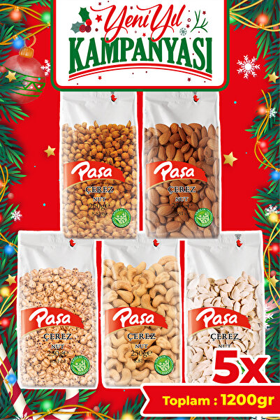 Paşa Kuruyemiş 5’li Kavrulmuş Kuruyemiş Paketi 1.2 kg | Soslu Mısır, Badem, Kaju, Leblebi, Kabak Çekirdeği